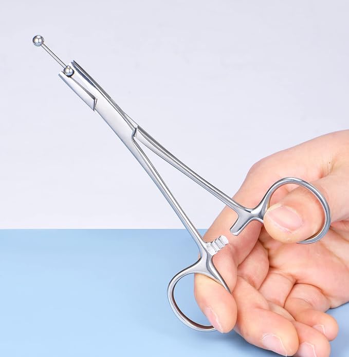 DJCIW 3mm Jaw Piercing Ball Removal Tool,Stainless Steel Dermal Anchor Forceps for Dermal Tops Unscrew or Screw Ball Pliers for Nose Septum Earrings Lip Ring