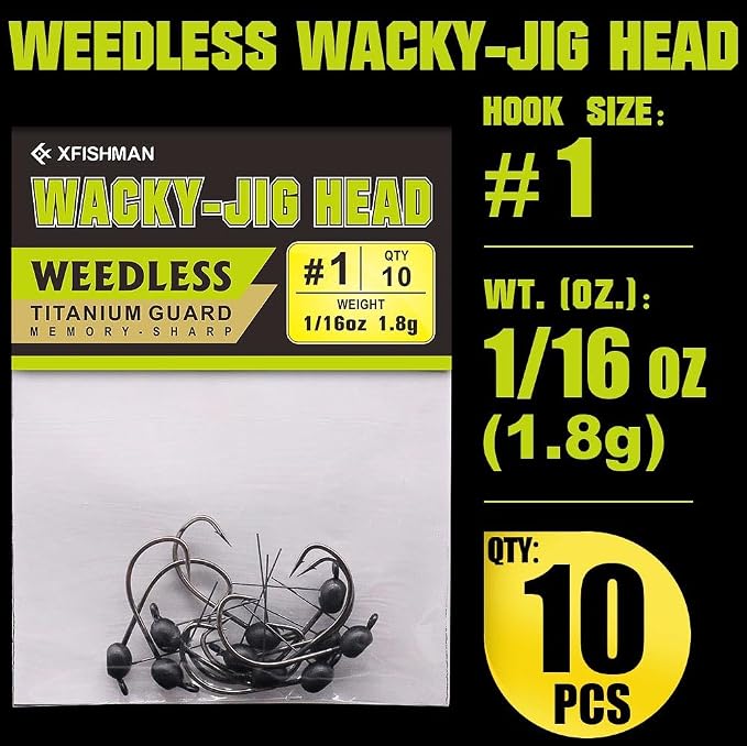 Weedless-Wacky-Rig-Hooks-Weedless-Jig-Head Worm Weights Hook for Bass Fishing 10 Pack