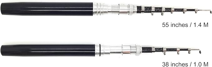 Portable Small Pen Fishing Rod Spinning Reel Combos, 38" 55" Compact Telescopic Fish Pole Kits for All Season Fishing in Rivers, Lakes, Ice, etc.