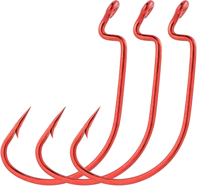 Dr.Fish EWG Hooks Bass Fishing Worm Hooks Extra Wide Gap Freshwater Fishing Carolina/Texas Rig