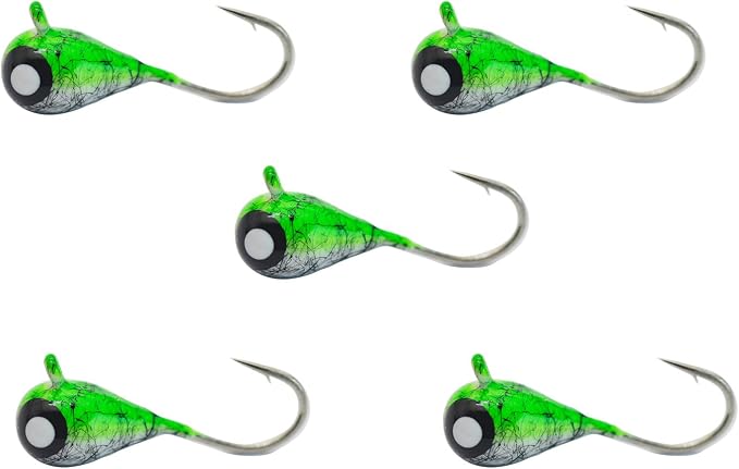 Tungsten Ice Fishing Jig Set Ice Fishing Lures, Max Sensitive Tungsten Tear Drop Ice Jig Head Hook for Panfish, Crappie, Walleye, Perch, Trout, Bluegill