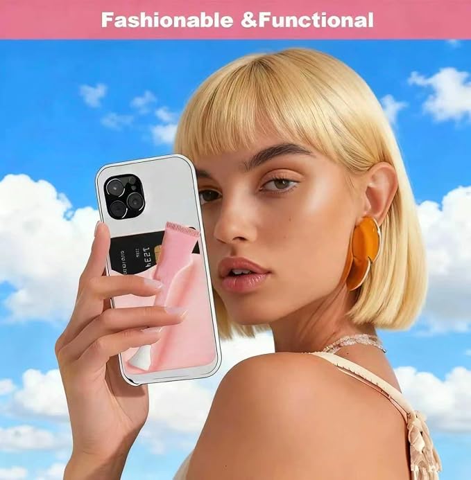 Suction Cup Phone Case Lip Gloss Holder,Featuring A Card Slot,Lip Gloss Holder Can be Repeatedly Disassembled and Assembled,Compatible with Most of Phone(Rose Pink)