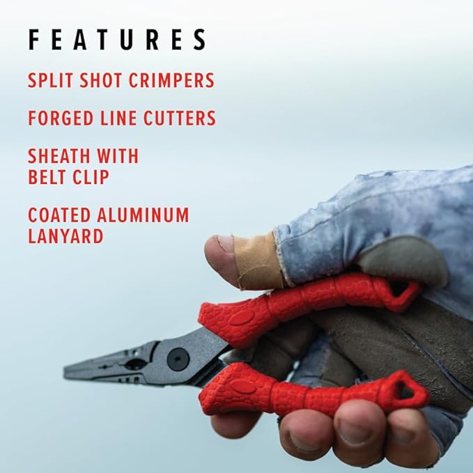 Bubba 6" Forged Fishing Pliers with Crimping Cutouts, Lure Tuning Slots, Hook Pulling Holes, and Corrosion-Resistant Coated Steel, For Fishing