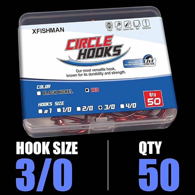 XFISHMAN Circle-Hooks-Fishing-Equipment-Octopus-Hooks-Saltwater-50 Pack #1 –12/0