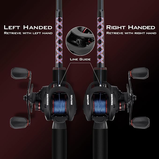 KastKing Brutus Baitcasting Fishing Reel, Graphite Frame, 7.2:1 Gear Ratio, 5+1 Shielded Stainless-Steel Ball Bearings,10 Button Magnetic Braking System, 17.6LB Carbon Fiber Drag, Aluminum Handle