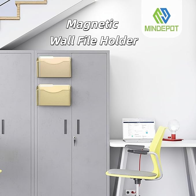 Magnetic Wall File Organizer,Hanging Wall Mounted File Folder Binder Holder Mail Organizer for Office,Home and School Supplies