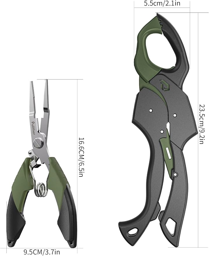 Fish Gripper 9.2",Muti-Function Line Cutter Fishing Pliers, Saltwater Fishing Tool Kit,Fishing Gear with Fishing Lanyard