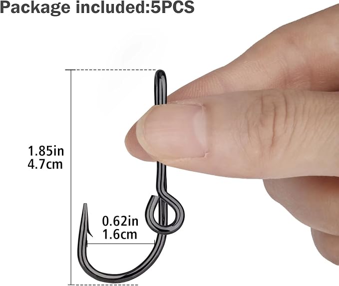 THKFISH Fishing Hooks Hat Pins - Gold Fish Hook Hat Clip - 5PCS Tie Clips Black