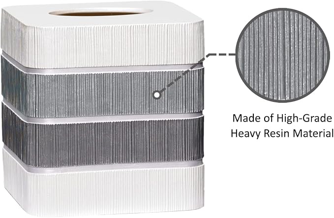 Zahari Home 2pc Modern Line Stylish Bath Accessories Set Waste Basket & Square Tissue Box Cover Classic Contemporary Decorative Beautiful Designs Gray Bathroom Decor Set for Home Modern Bath Set