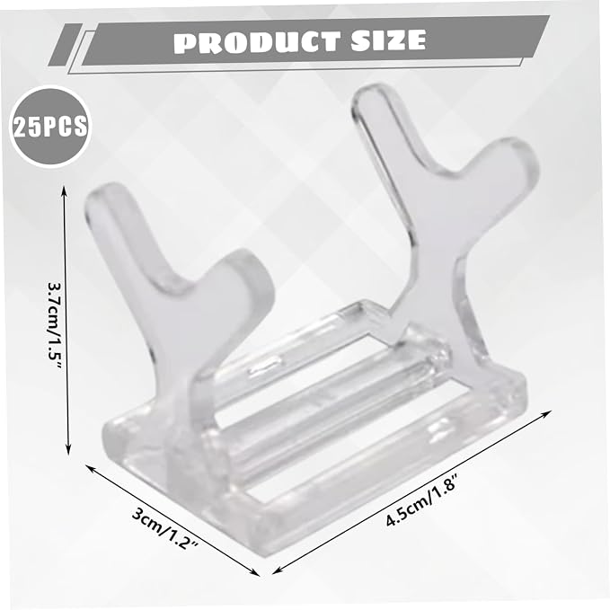 Fishing Lure Display Case, 25Pcs Clear Fishing Lure Display Stand, Decorative Bait Showing Stand Shelf Holder for Store, 1.8x1.2x1.5in.