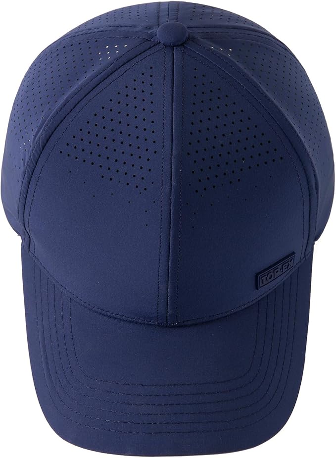 TOP-EX Performance Baseball Cap Water-Resistant Beathable Golf Running Cap Laser Cut Mesh Ball Curved Brim Snapback Hat