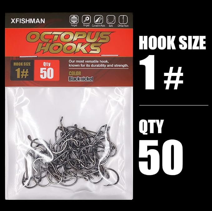 Octopus-Hook-Fishing-Beak-Circle-Hooks-Freshwater-Red-Black-100-50 Pack