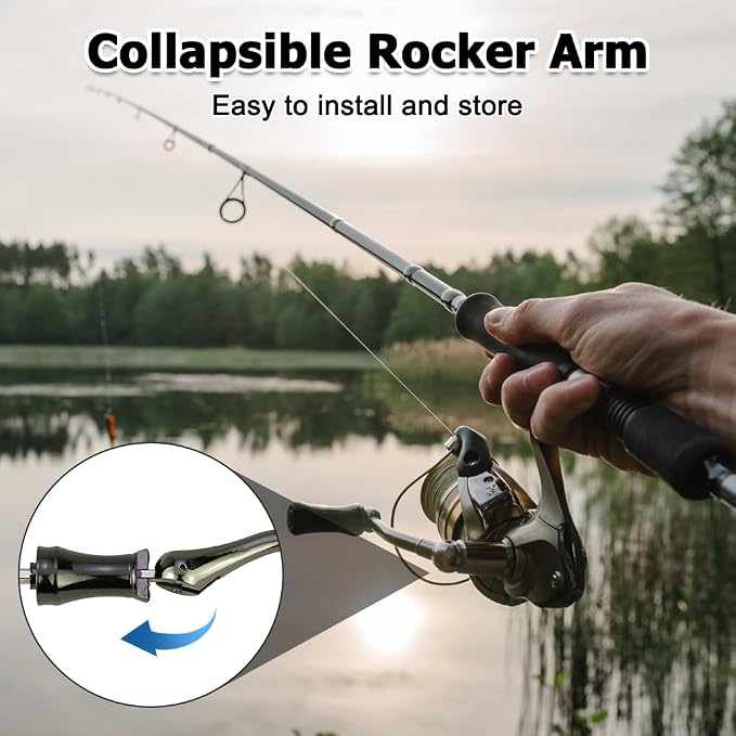 DONGKER Fishing Spinning Reel Handle,2 PCS Full Metal Rocker Grip Fishing Swivel Reel Handle for Most Fish Reels