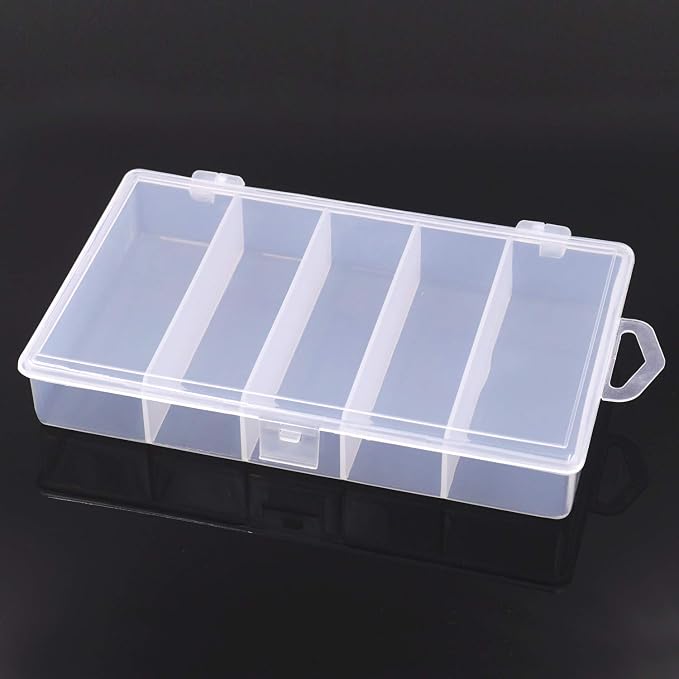 Honbay Clear Visible Plastic Fishing Tackle Accessory Storage Box Case Container - Jewelry Making Findings Organizer - (M:7"x4.3"x1.2")