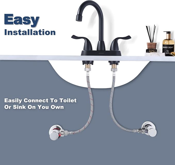 Faucet Supply Lines, 12" Length Bathroom Kitchen Faucet Connector Braided Nylon Water Supply Line 3/8" Comp x 1/2" Comp 2Pcs (1 Pair)