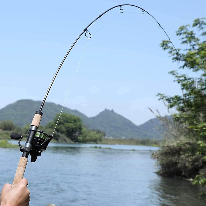 Sougayilang Fishing Rods Graphite Lightweight Ultra Light Trout Rods 2 Pieces Cork Handle Crappie Spinning Fishing Rod