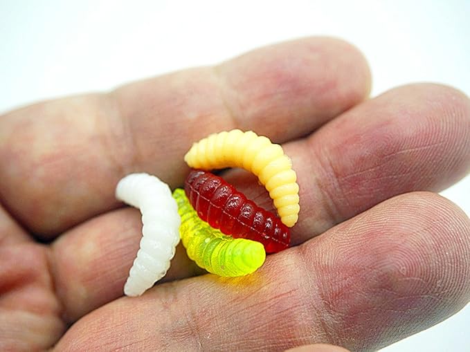 Toasis Artificial Fishing Waxworm Soft Plastic Grub Silicone Larva Wiggler Lure Baits Assorted Colors