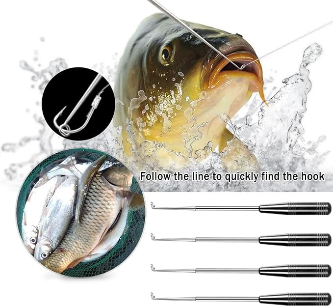 Fish Hook Remover Tool, Fishing Hook Quick Removal Descending Device, Fishing Gear Security Equipment Kits for Adult, Hook Extractor Accessories Detacher Tools with 4PCS Storage Tube