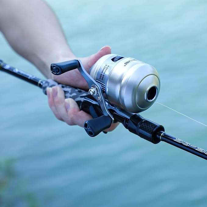 Sougayilang Spincast Fishing Reel, Size 30 Reel, Right or Left-Hand Retrieve, 3.9:1 Gear Ratio, Pre-spooled with Mono Fishing Line
