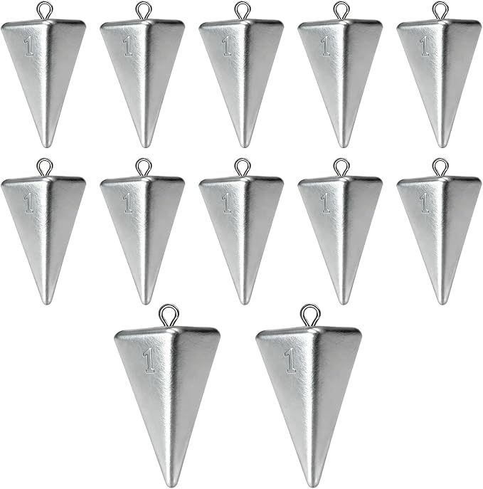 Fishing Weights Pyramid Sinkers Kit Bullet Fishing Weights Sinkers for Ocean Saltwater Surf Fishing Gear Tackle 1oz 2oz 3oz 4oz