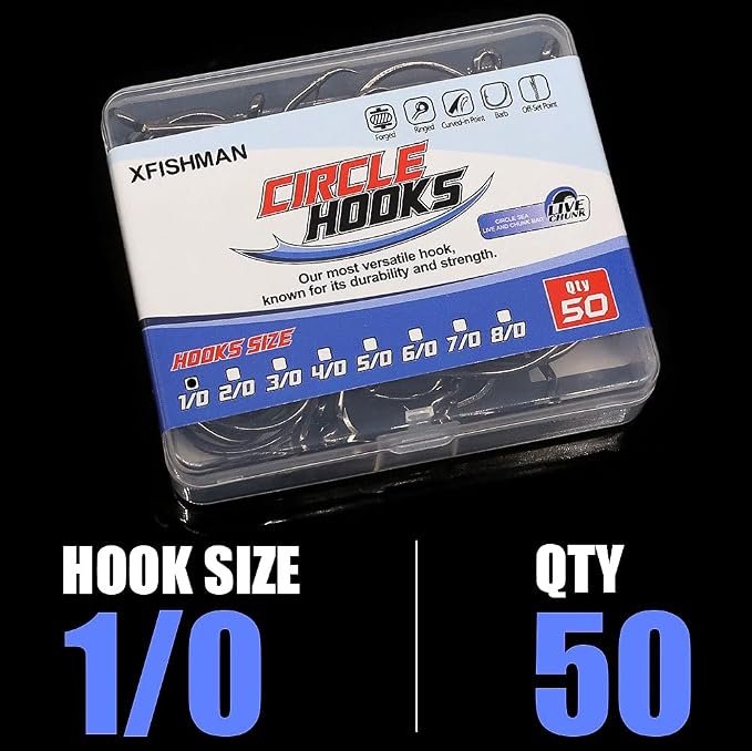 XFISHMAN Circle-Hooks-Fishing-Equipment-Octopus-Hooks-Saltwater-50 Pack #1 –12/0