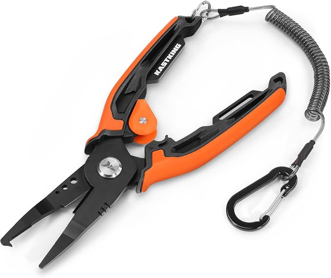 KastKing AeroVice 7.5” Fishing Pliers, 420 Stainless Steel, Uni-Body Construction, Lightweight & Corrosion-Resistant, Multi-Function Jaws, Braid Cutters, Sheath, Lanyard & Carabiner