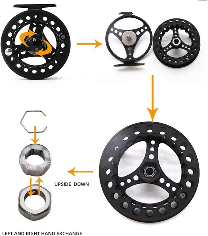 (1/2WT 3/4WT 5/6WT 7/8WT) Fly Reel with Line Combo Aluminum Alloy Large Arbor Fly Fishing Reels Weight Forward Fly Line with Braided Backing Taper Leader Pre-Tied