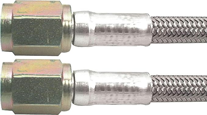 Allstar Performance AN Hose Assembly, 20 in Long, 3 AN Hose, 3 AN Straight Female to 3 AN Straight Female, Braided Stainless, PTFE Lined, Each