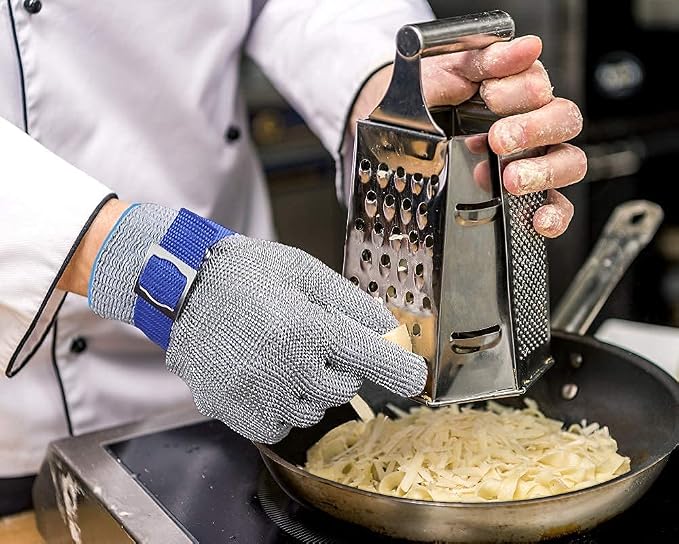 Schwer ANSI A9 Cut Resistant Glove, Food Grade Stainless Steel wire Mesh Metal Gloves, Knife Cutting Gloves for kitchen Mandoline Slicing Butcher Meat Cutting Oyster Shucking Fish Fillet(M, 1 PCS)