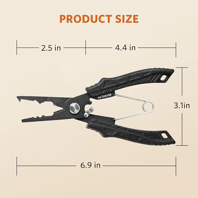 Saltwater Fishing Pliers, Split Ring Pliers for Fishing with Safety Lock, Fish Pliers with Sheath and Lanyard, Fishing Gifts for Men