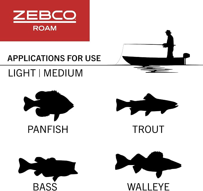 Zebco Roam Spinning Reel and Fishing Rod Combo, 6-Foot Fiberglass Fishing Pole, Split ComfortGrip Handle, Soft-Touch Handle Knob, Changeable Right- or Left-Hand Retrieve