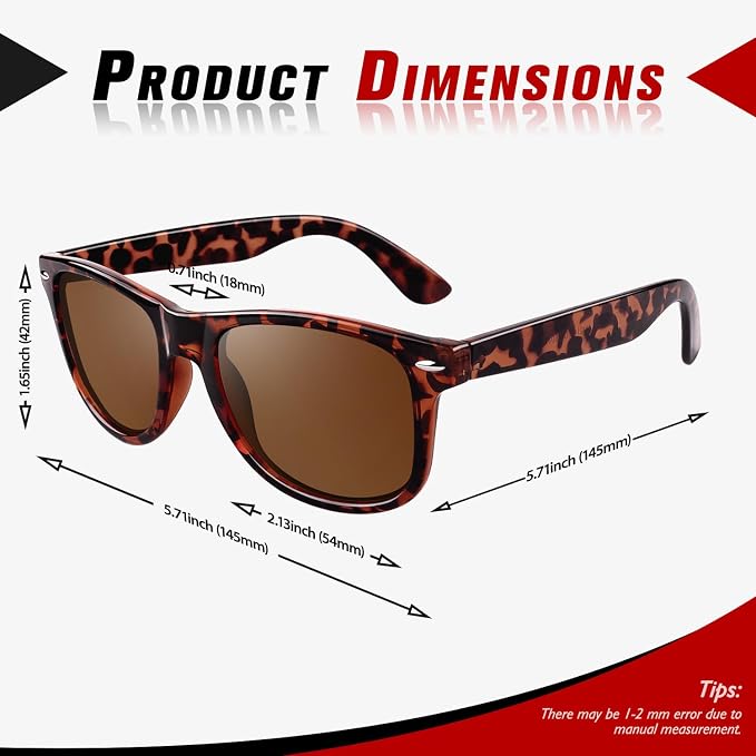 Sunier Polarized Sunglasses for Men and Women, Retro Square Matte Finish UV400 Protection Shades for Driving, Fishing