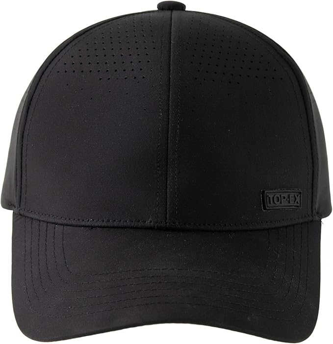 TOP-EX Performance Baseball Cap Water-Resistant Beathable Golf Running Cap Laser Cut Mesh Ball Curved Brim Snapback Hat