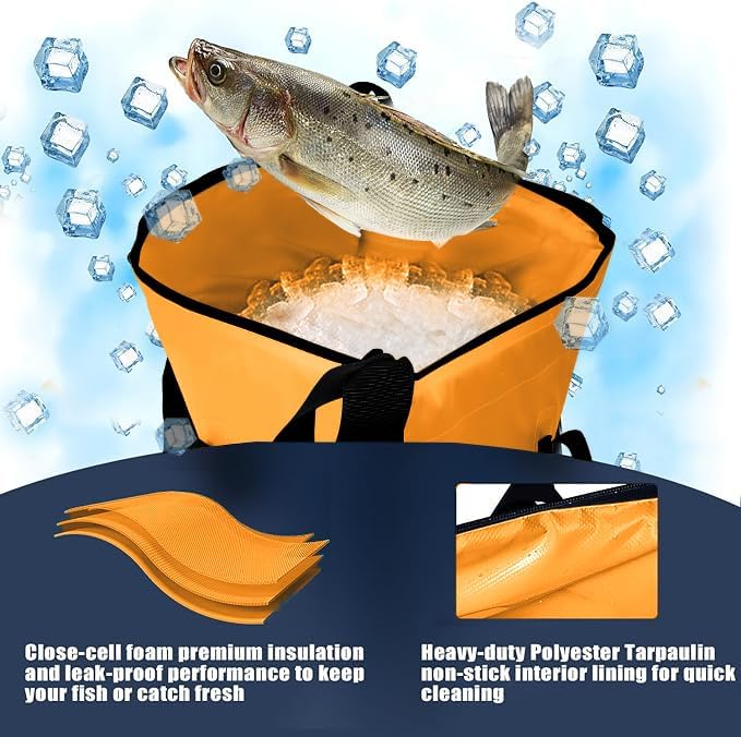 MORXPLOR Insulated Fish Cooler Bag for Fishing 41x17 47x17In 50x20In 60x24 72x30 80X40 Inches,Large Insulated Fish Kill Bag,Fishing Catch Bag Cooler with Water-resistant Zipper