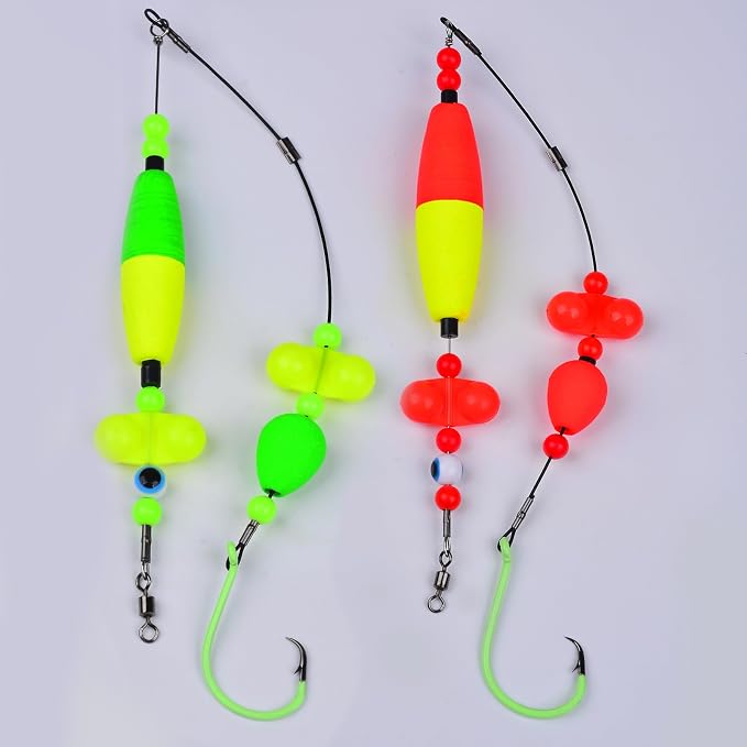 PROBEROS Catfish Fishing Rigs - Bank Fishing Set with 5pcs/Set, 6/0, 8/0, 10/0 Circle Hooks Circle Hooks, High Visibility, Ready to Use Catfish Rigs