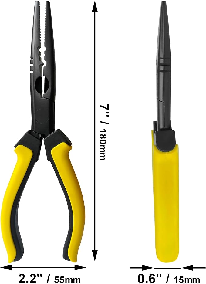 Hanpex-7 inch Fishing Pliers with Anti-rust Teflon coated, Freshwater/Saltwater Fishing Tools, Comfort Grip Handles Fishing Gear Idea for Fishing Trip