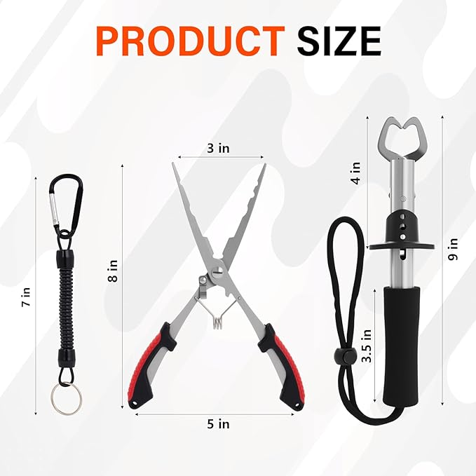 Fishing Tool Set, Fish Lip Gripper Pliers and Upgraded Muti-Function Fishing Pliers, for Fly Fishing, Ice Fishing, for Fishing Enthusiasts - Gift for Men