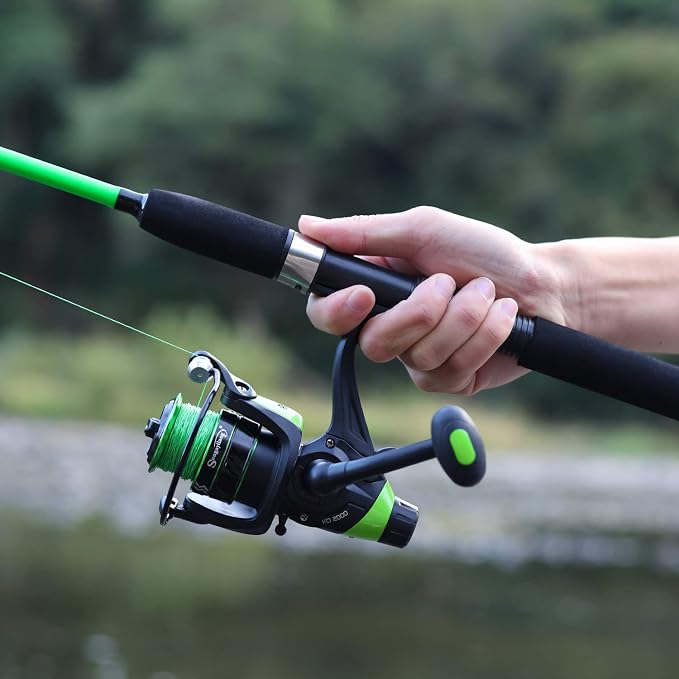 Sougayilang Catfish Fishing Rod and Reel Combo, 2-Piece Spinning Combo, Durable Graphite & Glass Blanks Fishing Pole for Crappie