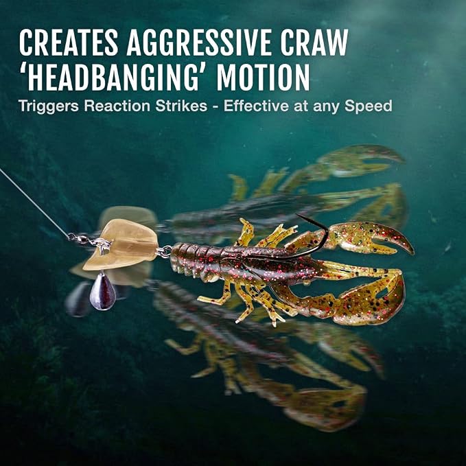 Headbanger BottomRocker Deep Diving Jig Head – Weedless Swimbait Head for Craws & Creature Baits – Patented Action Lip Prevents Rising – Texas Rig Bass Lure – 3/8 oz & 1/2 oz