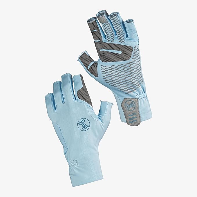 Buff Aqua+ Gloves, UPF 50 Sun Protection, Lightweight, for Outdoor Activities, Key West Sky, S