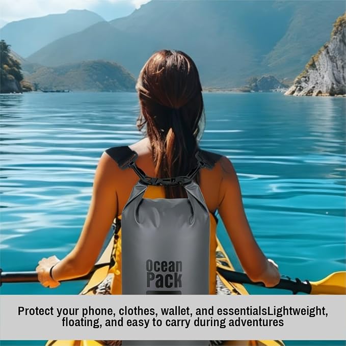 Waterproof Dry Bag Backpack Set of 3 (2L 5L 10L) – PVC Roll Top Waterproof Bags for Kayaking, Camping & Travel – Floating Compression Dry Pack for Outdoor Gear (Pink, light blue, gray)