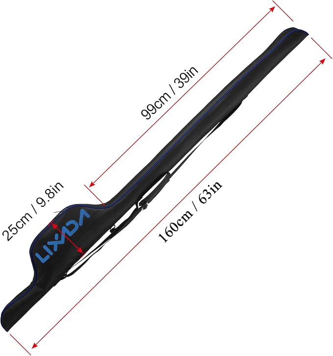Lixada 63 Inch Fishing Rod Bag Portable Fishing Rod Reel Protective Case, Folding Fishing Pole Holder Cover Rod Tackle Organizer