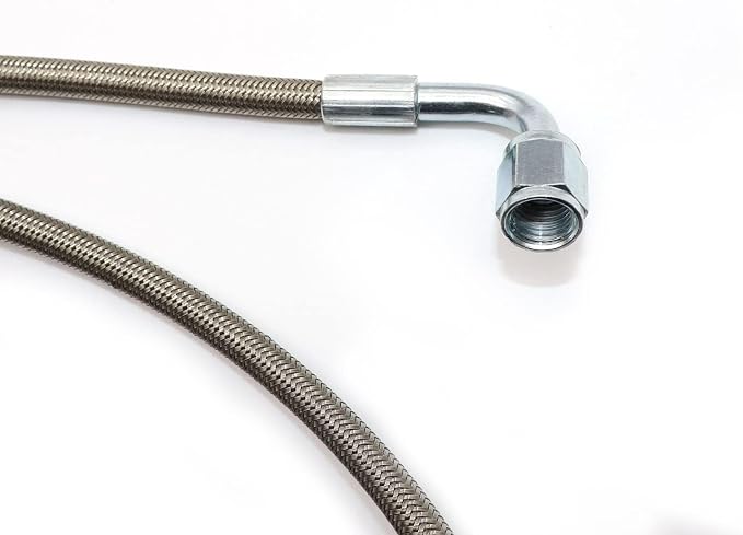 GXARTS 60" Billet Steel Braided Turbo Oil Feed Line Length 4AN 90 Degree Straight Hose Straight PTFE line straight Hose End Pressure Stainless Remote Turbocharger 551871