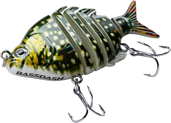 Bassdash SwimPanfish 0.34oz Hard Swimbaits Multi Jointed Topwater Trout Bass Fishing Crank Lure for Freshwater and Saltwater