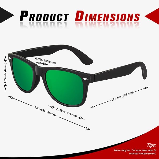 Sunier Polarized Sunglasses for Men and Women, Retro Square Matte Finish UV400 Protection Shades for Driving, Fishing