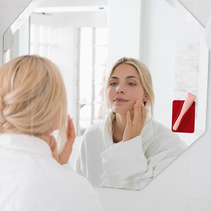 DOB SECHS Silicone Lip Holder for Cell Phone Lipstick Lip Glaze Phone Case Adhesive Back Stick On Holder for iPhone and Android Smartphone,Grey+Red