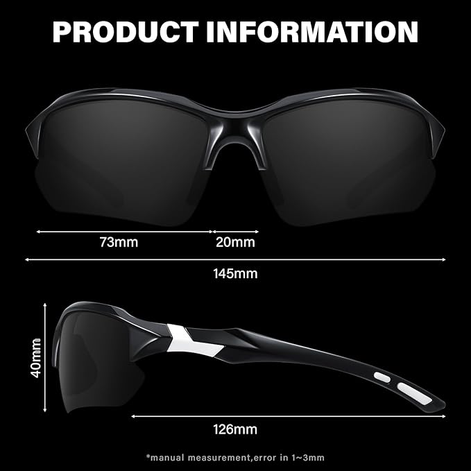 Sports Polarized Sunglasses for Men Cycling Running Fishing UV Protection Sun Glasses Lightweight Half Frame Goggles