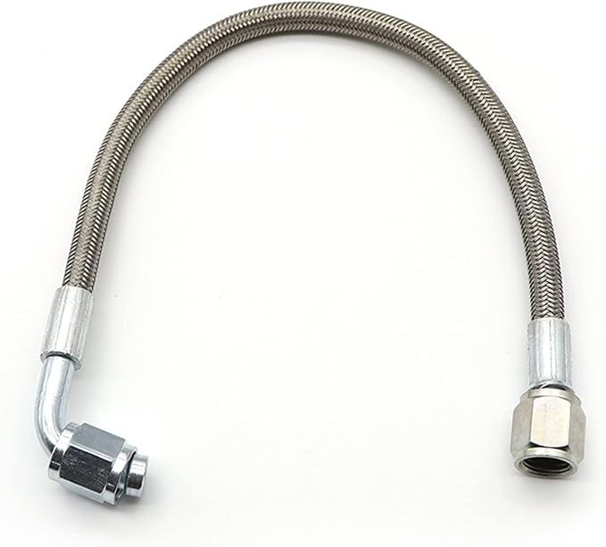 GXARTS 4AN Turbo Oil Feed Line - 12" Stainless Steel Braided Hose - 90 Degree Straight End Straight Hose End 4AN Pressure Stainless Remote Turbocharger Oil Drain Return PTFE Line End
