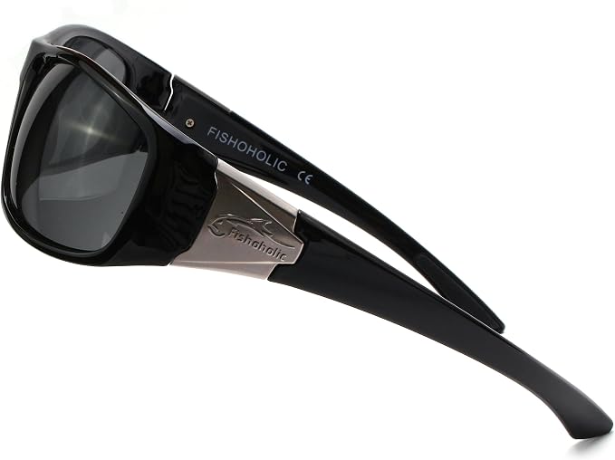 Fishoholic Polarized Fishing Sunglasses with Metal Logo UV400 Fishing Gift with Hard Case and Pouch