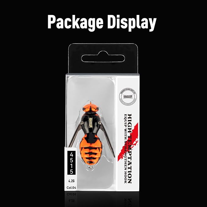 Kingdom Wasp Craw Bait Insect Bionic Floating Fishing Lures Swimbaits Hard Artificial Baits Lure for Freshwater and Saltwater Bass Carp Pike Walleye Fishing ABS Material Carbon Steel Three Book Hook